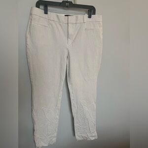 BANANA REPUBLIC SLOAN CURVY FIT ANKLE PANTS Women’s 14 White  & Black Pinstripes